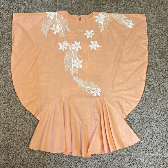 Hans Jütte Hawaiian Dress Floral Orange white Kaftan Womens One Size fits most - Picture 9 of 14